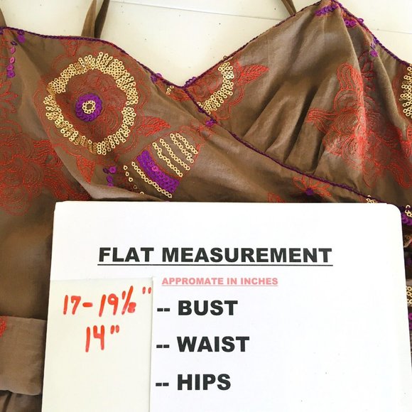 Women's Chelsea & Violet Cami Top Sz L Boho Embroidered Sequin Peplum Top - Picture 10 of 12